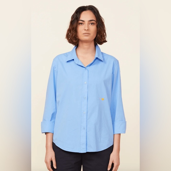 Monrow Tops - NWT Monrow Embroidered Hearts Oversized Poplin Button Down